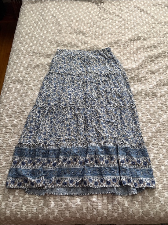 Dresses & Skirts - Blue Floral Tiered Maxi Skirt